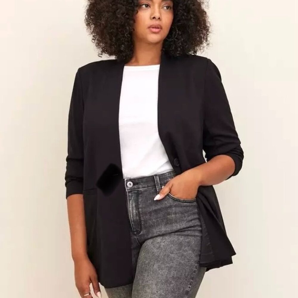 NWT TORRID Women's Longline Open Front Black Blazer